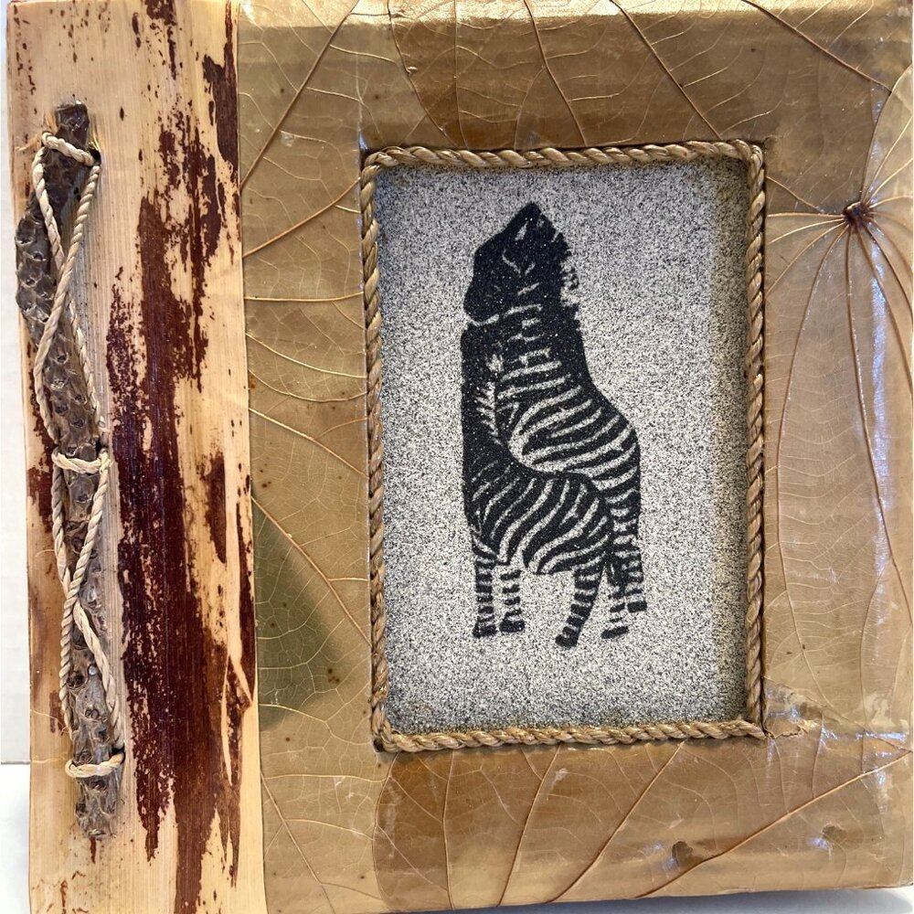 Handcrafted Photo Picture Album Indonesia Asia Natural Leaf Africa Zebra Rustic - Picture 11 of 11